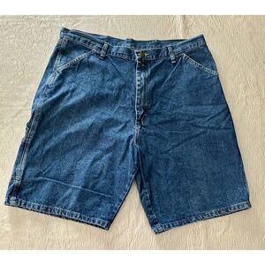Wrangler Mens Blue Denim Carpenter Shorts Size 38 6400MZD Hammer Loop Relaxed